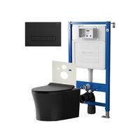 Сет: Система инсталляции Point, Клавиша Меркурий черн мат PN44831BM + Унитаз Вега чёрн мат — фото 1, Инсталляции и комплекты. Сет: Инсталляция, клавиша смыва и подвесной унитаз