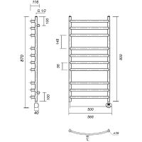Электрический полотенцесушитель Domoterm Калипсо П10 500x800 АБР ER Античная бронза — фото 2, Электрические полотенцесушители