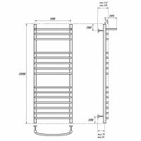 Водяной полотенцесушитель Point Альфа PN05150SP П14 500x1000 с полкой Хром — фото 5, Водяные полотенцесушители