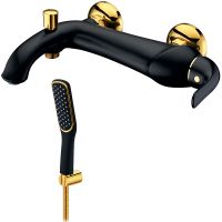 Смеситель для ванны Lemark Swan LM5402BG Черный матовый Золото — фото 1, Для душа и ванны