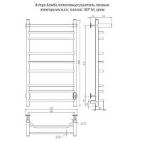 Электрический полотенцесушитель Aringa Бонди 100x50 AR03018CH с полкой Хром — фото 2, Электрические полотенцесушители