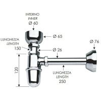Сифон для писсуара Remer 864 Хром — фото 2, Сифоны для писсуаров