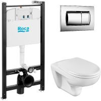 Товар: Комплект унитаза с инсталляцией Roca Mateo 893100010 с сиденьем Микролифт и клавишей смыва Хром - фото 1 Комплект унитаза с инсталляцией Roca Mateo 893100010 с сиденьем Микролифт и клавишей смыва Хром — фото 1, Комплекты унитаз + инсталляция