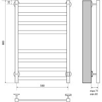 Электрический полотенцесушитель Melodia della vita Moderno Electro 50х80 П8 MTRMDE5080bk Черный — фото 2, Электрические полотенцесушители
