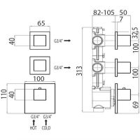 Смеситель для душа Bossini Outlets Z033203.030 с термостатом Хром — фото 2, Смеситель для душа