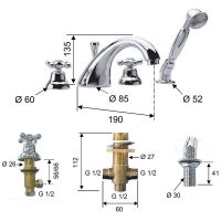 Товар: Смеситель на борт ванны Remer Liberty 06LI Хром - фото 2 Смеситель на борт ванны Remer Liberty 06LI Хром — фото 2, Смесители на борт ванны