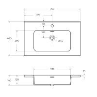 Раковина из искусственного мрамора CEZARES 50169 — фото 2, Раковины встраиваемые сверху