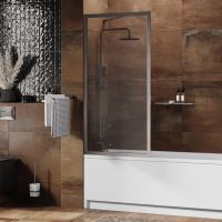 Abens 20W01-80 Brushed nickel Fixed Стеклянная шторка — фото 2, Неподвижные шторки для ванной