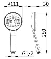 Товар: Ручной душ, 1 реж., диам, 110 мм Eiger, арт. хром, ESKO арт-SPL1101 - фото 2 Ручной душ, 1 реж., диам, 110 мм Eiger, арт. хром, ESKO арт-SPL1101 — фото 2, Лейки для душа
