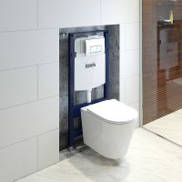 Комплект унитаза с инсталляцией Iddis Basic BASC010i73 с сиденьем Микролифт и клавишей смыва Хром — фото 9, Комплекты унитаз + инсталляция