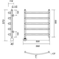 Электрический полотенцесушитель Domoterm Калипсо П5 500x500 АБР EL Античная бронза — фото 2, Электрические полотенцесушители