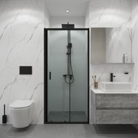 Дверь в нишу Niagara Eco NG-651-9AB (90х190) черный,стекло прозрачное,1 место — фото 1, Раздвижные душевые двери