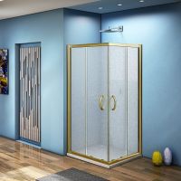 Душевой уголок Good Door Jazze 100x100 CR-100-C-G профиль Золото стекло прозрачное — фото 2, Душевые уголки