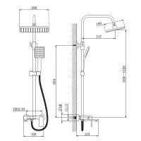 Душевая система Haiba HB24639-7 Черная матовая — фото 2, Душевые системы
