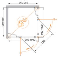 Душевой уголок CEZARES VERONA-W-A-2-100-P-Cr — фото 2, Квадратные душевые уголки