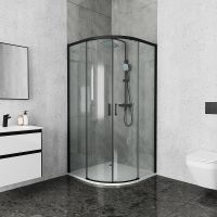 Душевой уголок Ambassador Queen 100х100 11011202Black профиль Черный стекло прозрачное — фото 1, Душевые уголки четверть круга