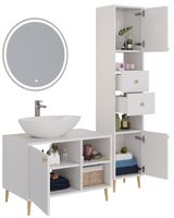 Тумба LUNO, 80см, напольная, 1дв., 2 откр. полки,белый глянец, под ум. Триумф — фото 11, Тумбы под раковину