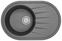 Granula-7601, ЧЁРНЫЙ, кухонная мойка, СтандАРТ кварц — фото 1, Кухонные мойки