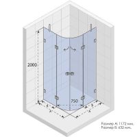 Душевой уголок Riho SZ Scandic NXT X309 117х117 9GX04703C0) профиль Хром стекло прозрачно арт-G001109120 — фото 3, Душевые уголки четверть круга
