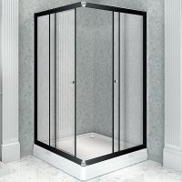 Душевой уголок Radomir Дрим 100x100 1-03-6-0-0-1190 профиль Черный стекло прозрачное — фото 1, Душевые уголки