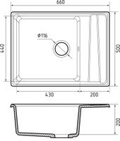 GRANFEST Мойка LEVEL 660L 1-чаша+крыло 660*500мм терракот арт.GF- — фото 3, Кухонные мойки