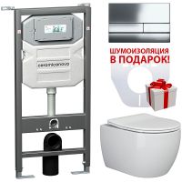 Комплект унитаза с инсталляцией Ceramicanova Metric CN3007_1002CH_1000 с сиденьем Микролифт и клавиш — фото 1, Комплекты унитаз + инсталляция