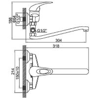 Смеситель для ванны Ledeme H02-B 2102-ВL универсальный Хром — фото 2, Для душа и ванны