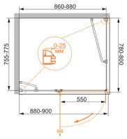 Душевой уголок CEZARES VERONA-W-AH-1-90/80-C-Cr — фото 3, Душевые уголки