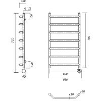 Электрический полотенцесушитель Domoterm Лаура П7 500x700 АБР ER Античная бронза — фото 2, Электрические полотенцесушители