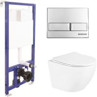 Комплект унитаза BelBagno Uno BB3105CHR/SC с инсталляцией Berges Novum L3 040213 с сиденьем Микролиф — фото 1, Комплекты унитаз + инсталляция