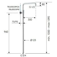 Душевая штанга Remer 329A Хром — фото 2, Штанги для душа
