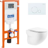 Комплект унитаза с инсталляцией BelBagno Onda BB066CHR/BB870SC/BB002-80/BB014-SR-BIANCO с сиденьем М — фото 1, Комплекты унитаз + инсталляция