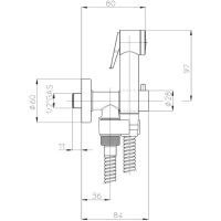 Гигиенический душ с запорным вентилем Bossini Paloma Хром арт-E57006B.030 — фото 2, Гигиенические души