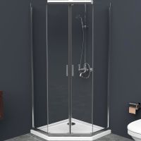 Душевой уголок BelBagno Uno 100х100 UNO-195-P-2-100-C-Cr профиль Хром стекло прозрачное — фото 1, Прямоугольные душевые уголки