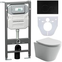 Комплект унитаза с инсталляцией Ceramicanova Balearica CN6000_1001B_1000 с сиденьем Микролифт и Черн — фото 1, Комплекты унитаз + инсталляция