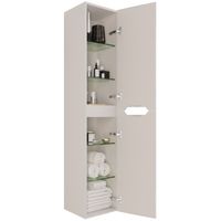 Пенал QL35, 35 см, подвесной/напольный, универсальный, 2 дверцы, 4 стеклянные полки, белый глянец — фото 13, Пеналы для ванной комнаты