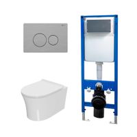 Сет: Система инсталляции Point, Клавиша Виктория нерж сталь PN44061SB + Унитаз Вега PN41711 арт-PN48796SB — фото 1, Комплекты унитаз + инсталляция