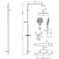 Душевая система AQUAme AQM8007CR с термостатом Хром — фото 2, Душевые стойки