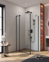 Душевой уголок CEZARES SLIDER-AH-1-80-90/100-C-NERO — фото 1, Прямоугольные душевые уголки
