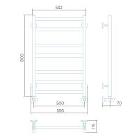 Водяной полотенцесушитель Larusso Кватро П7 500x800 4670078535764 Хром — фото 2, Водяные полотенцесушители