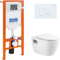 Комплект унитаза с инсталляцией BelBagno Loto BB070CHR/SC/BB002-80/BB014-SR-BIANCO с сиденьем Микрол — фото 1, Комплекты унитаз + инсталляция