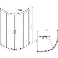 Душевой уголок Parly 90x90 ZE911B профиль Черный стекло прозрачное — фото 2, Душевые уголки четверть круга