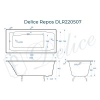 Чугунная ванна Delice Repos 150x70 DLR220507 без отверстий под ручки и антискользящего покрытия — фото 6, Чугунные ванны