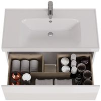 Товар: Тумба PERFECTO, 90 см, подвесная, 1 ящик, push-to-open, белый глянец - фото 12 Тумба PERFECTO, 90 см, подвесная, 1 ящик, push-to-open, белый глянец — фото 12, Тумбы под раковину