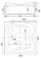 Акриловая ванна Gemy 187х187 G9089 O R с гидромассажем — фото 5, Ванны