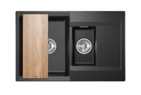 Granula-ES-7808, ШВАРЦ (чёрный металлик), кухонная мойка, кварц — фото 3, Кухонные мойки