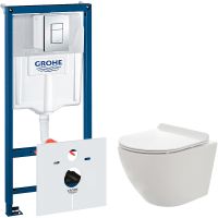 Комплект унитаза AQUAme AQM2002 с инсталляцией Grohe Rapid SL 38775001 с сиденьем Микролифт и клавиш — фото 1, Комплекты унитаз + инсталляция