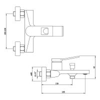 Смеситель для ванны Bronze de Luxe Element EL03GB Золото Черный матовый — фото 2, Смеситель для ванны