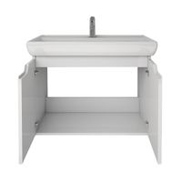 Тумба Q (D), 70 см, подвесная, 2 дверцы, белый глянец — фото 12, Тумбы под раковину