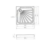 Акриловый поддон для душа 1MarKa Quadro 90x90 01пкв90 с антискользящим покрытием — фото 2, Акриловые душевые поддоны